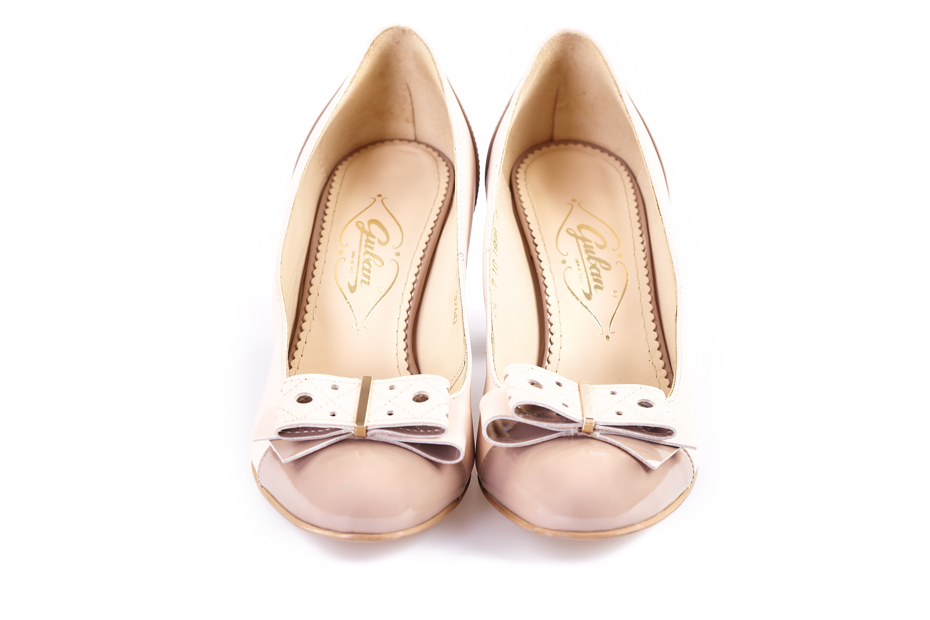 Beige Bow Twist Heel